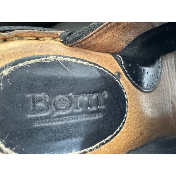 Born sandals black leather open toe slip on wedge slides  Sz 6/36.5 - Picture 7 of 9